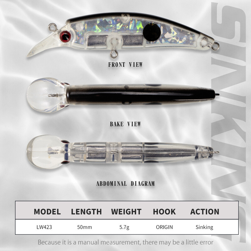 Hunthouse Kamasar50 Nalucă de pescuit Minnow Mini Scufundare mică 50mm 5,7g Momeală tare Wobbler Păstrăv de apă sărată Bass Stiucă Aparatură de pește