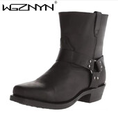 2024 Ανδρικές ρετρό καουμπόικες ανδρικές μπότες μεσαίου μοσχαριού Western Mixed Gender PU Δερμάτινες ανδρικές μπότες slip on παπούτσια Winter Knight Boots