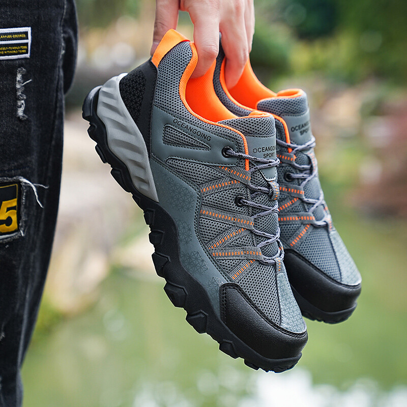Muške planinarske cipele, mrežaste, udobne, prozračne, ležerne cipele za hodanje na otvorenom, velike gumene potplate, protuklizne cipele za planinarenje za muškarce