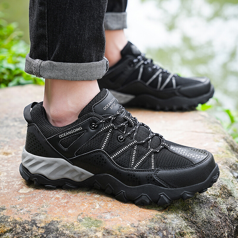 Muške planinarske cipele, mrežaste, udobne, prozračne, ležerne cipele za hodanje na otvorenom, velike gumene potplate, protuklizne cipele za planinarenje za muškarce