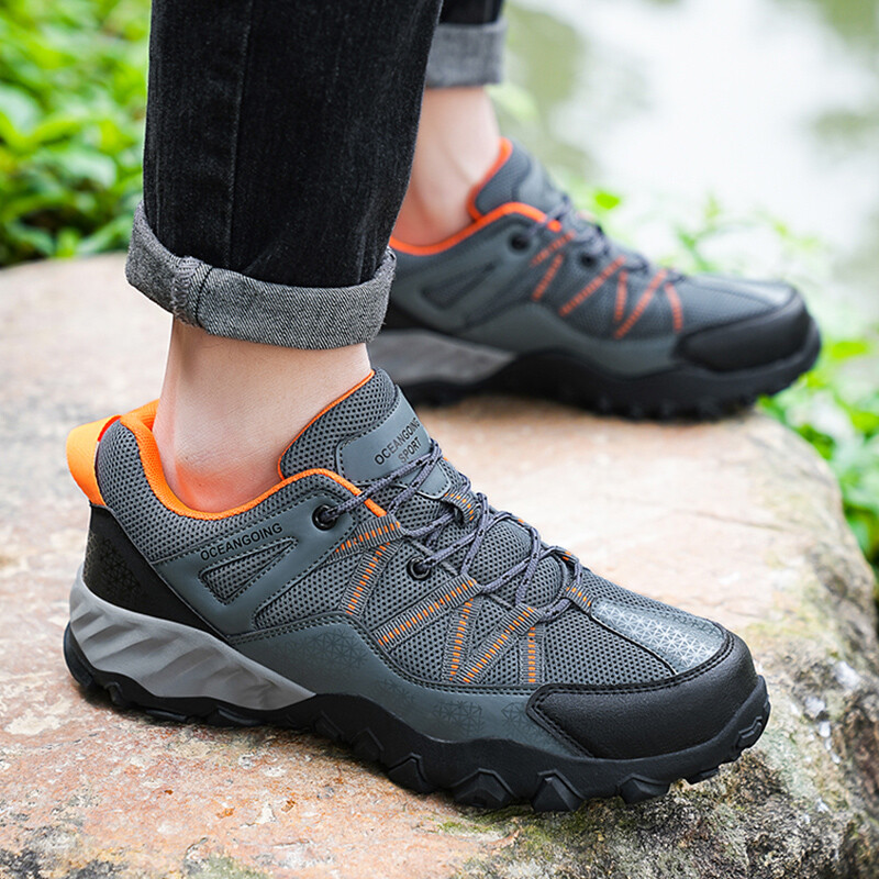 Muške planinarske cipele, mrežaste, udobne, prozračne, ležerne cipele za hodanje na otvorenom, velike gumene potplate, protuklizne cipele za planinarenje za muškarce