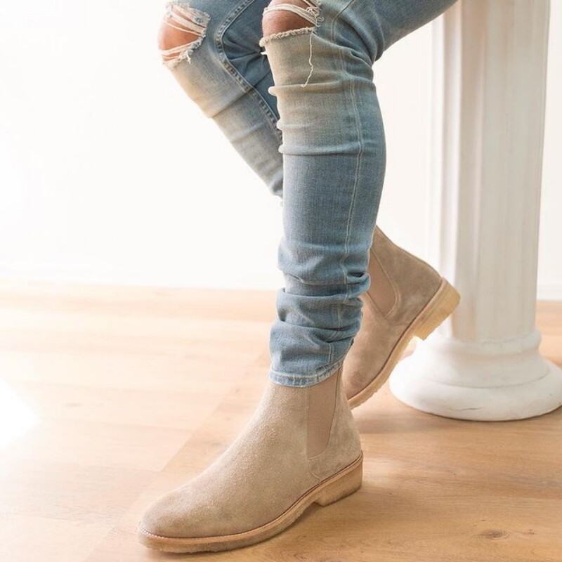 Uued ehtsast nahast Chelsea saapad meestele Lehma seemisnahast Business Square Toe meeste saapad Мужские сапоги Suurused 35-46