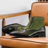 Cizme noi de modă Desai Block Cizme din piele pentru bărbați Culoare retro periată Cizme Martin cu nasturi pentru bărbați Versatile