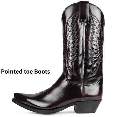 Luxury Cowboy Boots for Men Vintage Knight Shoes Δερμάτινα κεντήματα με μεσαίο τακούνι Μπότες μοτοσυκλέτας 2023New Casual West Boot Botas