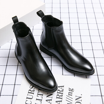 New Britain Gentleman Chelsea Ankle Boots Μυτερά λουστρίνι ανδρικά παπούτσια Ζεστά βελούδινα ανδρικά παπούτσια για ανδρικά μαύρα καφέ ψηλά μπλουζάκια