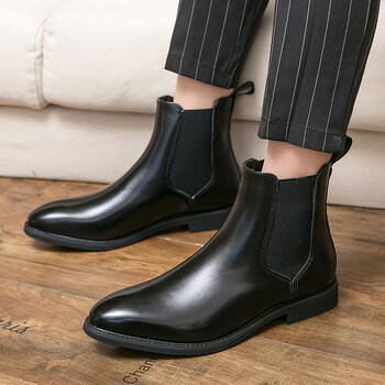 New Britain Gentleman Chelsea Ankle Boots Μυτερά λουστρίνι ανδρικά παπούτσια Ζεστά βελούδινα ανδρικά παπούτσια για ανδρικά μαύρα καφέ ψηλά μπλουζάκια