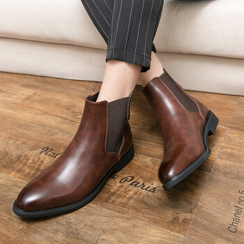 New Britain Gentleman Chelsea Ankle Boots Μυτερά λουστρίνι ανδρικά παπούτσια Ζεστά βελούδινα ανδρικά παπούτσια για ανδρικά μαύρα καφέ ψηλά μπλουζάκια