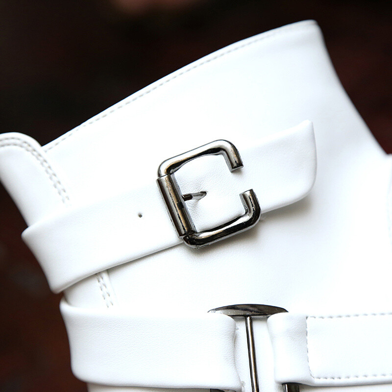 2024. Novi dizajn Visoke gležnjače u punk stilu Muške bijele kožne čizme za muškarce Ljetne cipele s patentnim zatvaračem Velika veličina 47 Chaussure Homme