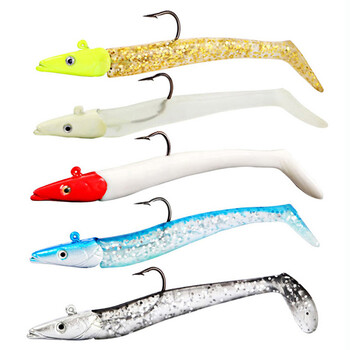 5PC Jig Head Μαλακό κιτ τεχνητού δολώματος σιλικόνης Paddle Tail Trout Winter Fishing Lures Set Wobbler for Trolling Sea Bass Swimbait