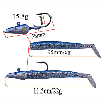 5PC Jig Head Μαλακό κιτ τεχνητού δολώματος σιλικόνης Paddle Tail Trout Winter Fishing Lures Set Wobbler for Trolling Sea Bass Swimbait