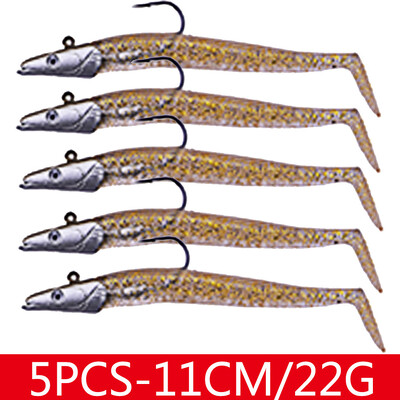 Set de momeli artificiale din silicon moale cu cap de gabarit de 5 buc. Set de naluci pentru pescuit de iarna pentru pastrav de iarna pentru trolling de biban de mare