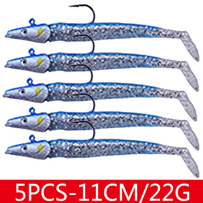 Set de momeli artificiale din silicon moale cu cap de gabarit de 5 buc. Set de naluci pentru pescuit de iarna pentru pastrav de iarna pentru trolling de biban de mare