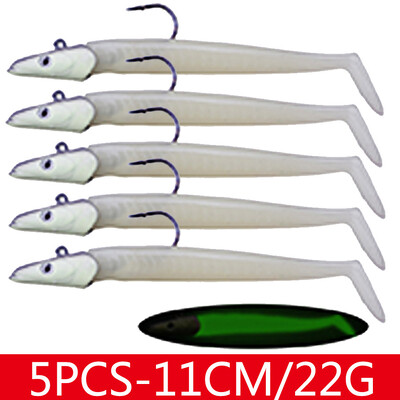 Set de momeli artificiale din silicon moale cu cap de gabarit de 5 buc. Set de naluci pentru pescuit de iarna pentru pastrav de iarna pentru trolling de biban de mare