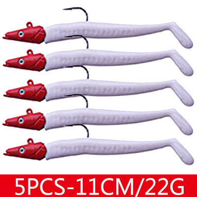 Set de momeli artificiale din silicon moale cu cap de gabarit de 5 buc. Set de naluci pentru pescuit de iarna pentru pastrav de iarna pentru trolling de biban de mare