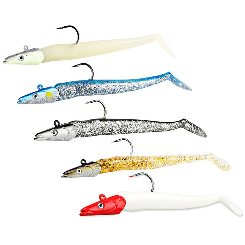 Set de momeli artificiale din silicon moale cu cap de gabarit de 5 buc. Set de naluci pentru pescuit de iarna pentru pastrav de iarna pentru trolling de biban de mare