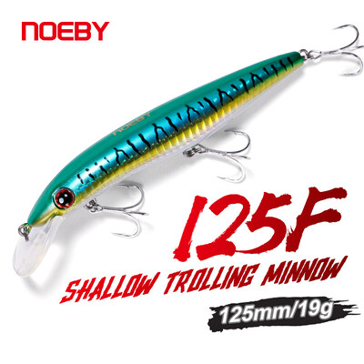 Noeby plūduriuojantis Minnow masalas 125mm19g žvejybos masalas, seklus velkamasis velimas, dirbtinis kietas masalas Jūros sūraus vandens masalas Pesca vobleris