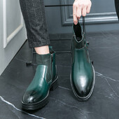 Visokokvalitetne modne muške visoke čizme s patentnim zatvaračem sa strane s dvostrukom kopčom u jesenskom britanskom stilu, udobne kožne kratke čizme