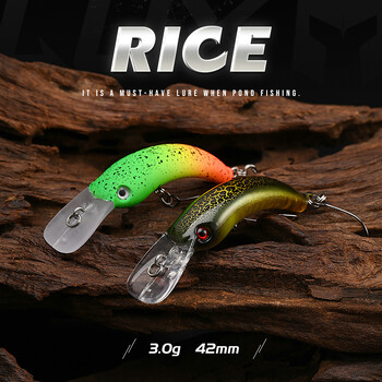 ALLBLUE RICE Mini Crankbait 3.0g 42mm BFS Областен воблер за пъстърва Риболовна примамка Сладководна манивела Minnow Crank Изкуствена твърда примамка