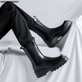 Stivali Casuales Cizme Chelsea pentru Barbati Pantofi Casual pentru Barbati Cizme cu platforma Pantofi din piele pentru barbati Cizme negre Zapatillas Hombre
