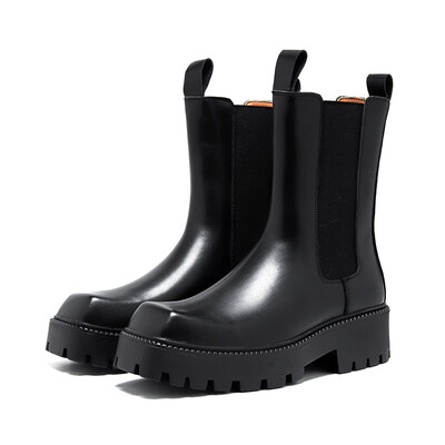 Stivali Casuales Cizme Chelsea pentru Barbati Pantofi Casual pentru Barbati Cizme cu platforma Pantofi din piele pentru barbati Cizme negre Zapatillas Hombre