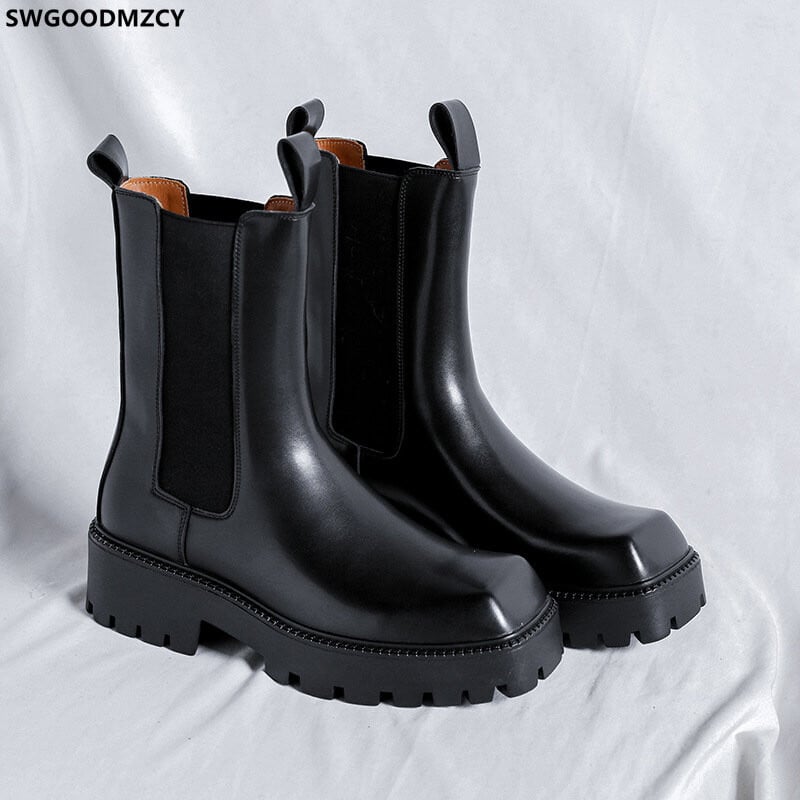 Stivali Casuales Cizme Chelsea pentru Barbati Pantofi Casual pentru Barbati Cizme cu platforma Pantofi din piele pentru barbati Cizme negre Zapatillas Hombre