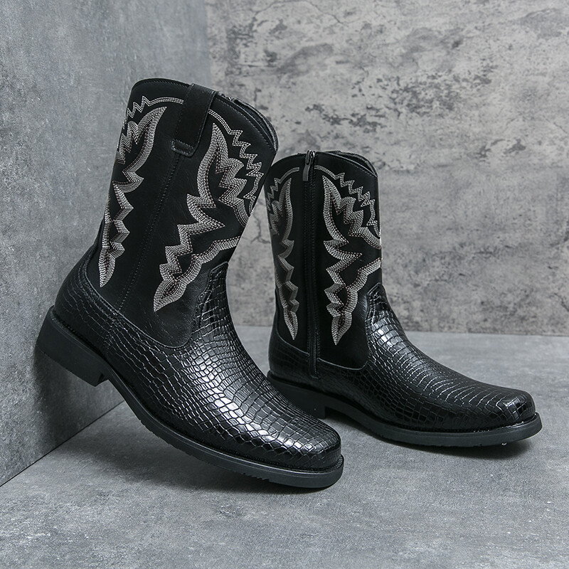 Botine pentru bărbați clasice de iarnă, brodate de înaltă calitate, pantofi înalți la modă pentru bărbați, pentru banchet, cizme rochie de afaceri, livrare gratuită