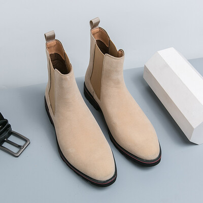 Cizme chelsea de modă vintage pentru bărbați din piele polară inversată, cu un pas, cizme scurte de mers pentru bărbați de afaceri Mărimea 38-46 Cizme pentru bărbați