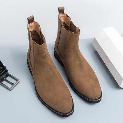 Cizme chelsea de modă vintage pentru bărbați din piele polară inversată, cu un pas, cizme scurte de mers pentru bărbați de afaceri Mărimea 38-46 Cizme pentru bărbați