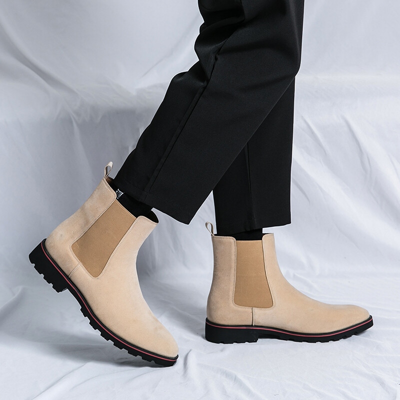 Cizme chelsea de modă vintage pentru bărbați din piele polară inversată, cu un pas, cizme scurte de mers pentru bărbați de afaceri Mărimea 38-46 Cizme pentru bărbați