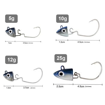 Fishing Lure 2 τμχ/τσάντα Jig Head Black Minnow 12g Lead Head Hook Jigging Lure for Seabass Swing Artificial Bait Simulated Swimbait