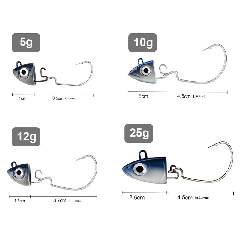 Kalastuslant 2tk/kott Jig Head Black Minnow 12g Lead Head konksu lant Seabass Swing kunstliku söödaga simuleeritud ujumispeibutis