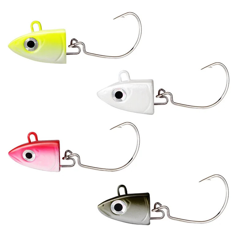 Kalastuslant 2tk/kott Jig Head Black Minnow 12g Lead Head konksu lant Seabass Swing kunstliku söödaga simuleeritud ujumispeibutis