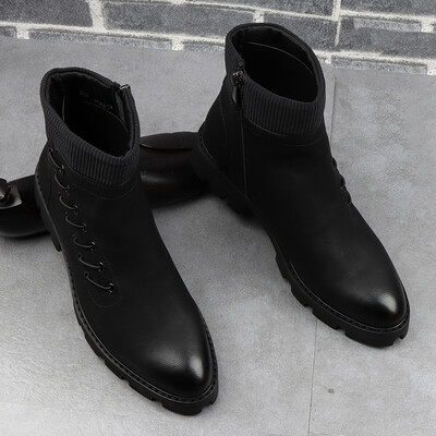 cizme chelsea de modă pentru bărbați pantofi de designer de marca cowboy cizme cu platformă din piele originală petrecere club de noapte toamnă iarnă