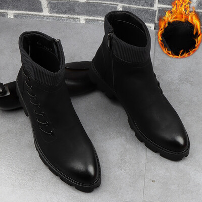 cizme chelsea de modă pentru bărbați pantofi de designer de marca cowboy cizme cu platformă din piele originală petrecere club de noapte toamnă iarnă