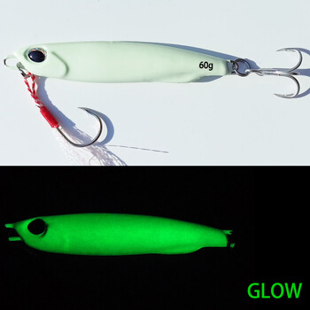 1PC 15g20g25g30g40g50g60g Glow Cast Fishing Bait Luminous Metal Sea Bass Snapper Fishing Lure pesca Jigging Lure Sea