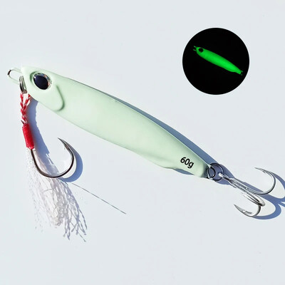 1PC 15g20g25g30g40g50g60g Glow Cast zvejas ēsma Luminous Metal Sea Bass Snapper Fishing Lure pesca Jigging Lure Sea