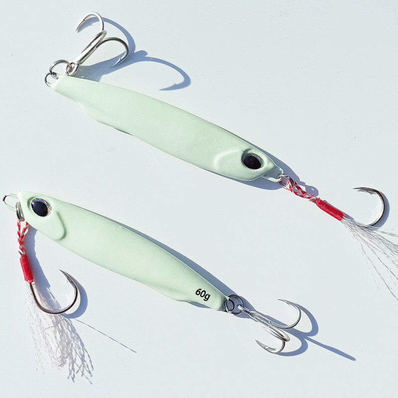 1tk 15g20g25g30g40g50g60g Glow Cast Fishing Bait Helendav Metallist Sea Bass Snapper Fishing Lure pesca Jigging Lure Sea