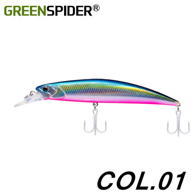 GREENSPIDER Jerkbait püügilant 125 mm 27G, tugevalt uppuv Minnow, fikseeritud raskusega kaldapealne mereahvena sööt
