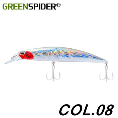 GREENSPIDER Jerkbait püügilant 125 mm 27G, tugevalt uppuv Minnow, fikseeritud raskusega kaldapealne mereahvena sööt