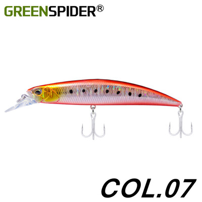 GREENSPIDER Jerkbait püügilant 125 mm 27G, tugevalt uppuv Minnow, fikseeritud raskusega kaldapealne mereahvena sööt