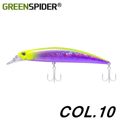 GREENSPIDER Jerkbait püügilant 125 mm 27G, tugevalt uppuv Minnow, fikseeritud raskusega kaldapealne mereahvena sööt
