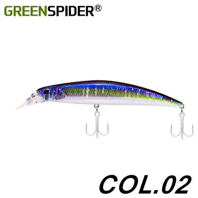 GREENSPIDER Jerkbait püügilant 125 mm 27G, tugevalt uppuv Minnow, fikseeritud raskusega kaldapealne mereahvena sööt