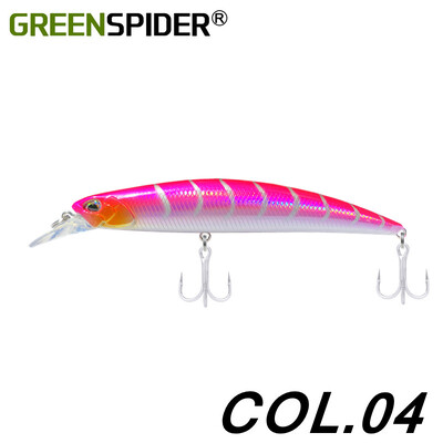 GREENSPIDER Jerkbait püügilant 125 mm 27G, tugevalt uppuv Minnow, fikseeritud raskusega kaldapealne mereahvena sööt