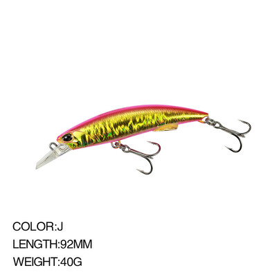 9,2 cm 40 g Naluca de pescuit Minnow Wobbler Naluca de marime Pescuit în mare Super Long Cast Sinking Jerkbait Swimbait Momeală tare artificială