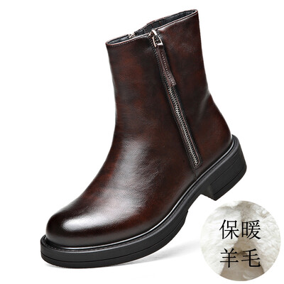 Villased ehtsast nahast Chelsea saapad meeste kõrge lõikega Briti stiilis lühikesed saapad tõmblukuga Suurendatud paksusega Martini saapad