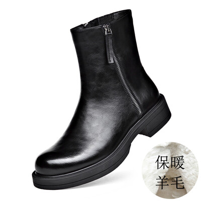 Villased ehtsast nahast Chelsea saapad meeste kõrge lõikega Briti stiilis lühikesed saapad tõmblukuga Suurendatud paksusega Martini saapad