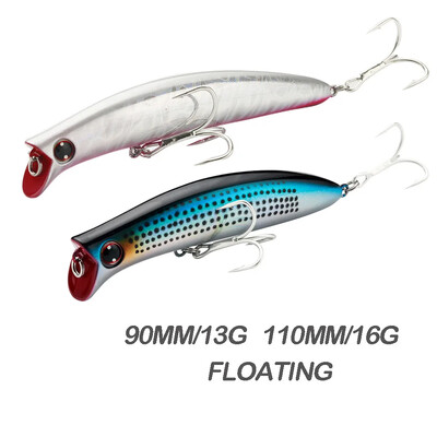 90mm/110mm Fangbait Minnow Naluca de pescuit în apă sărată Naluci plutitoare Minnow Popper Momeală artificială Wobblers de mare adâncime Biban