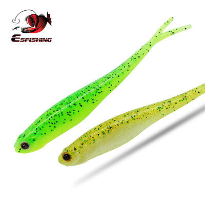 ESFISHING Real Shad 130mm Pesca Τεχνητή σιλικόνη μαλακό δόλωμα πιρούνι ουρά ένεση αλάτων Minnow Jigging Fishing Lures