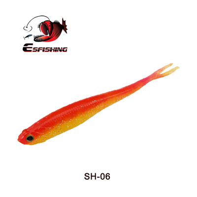 ESFISHING Real Shad 130mm Pesca Umelý silikónový mäkký návnada Vidlica Tail Inject Salts Rybárske návnady Minnow Jigging