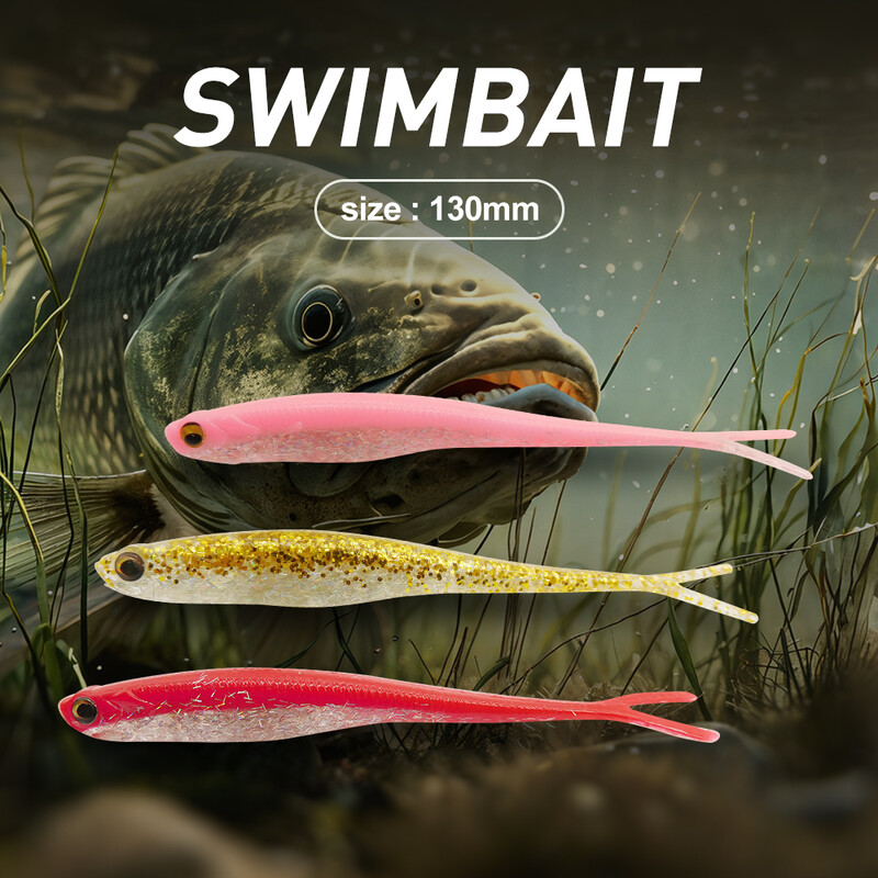 ESFISHING Real Shad 130mm Pesca Umelý silikónový mäkký návnada Vidlica Tail Inject Salts Rybárske návnady Minnow Jigging